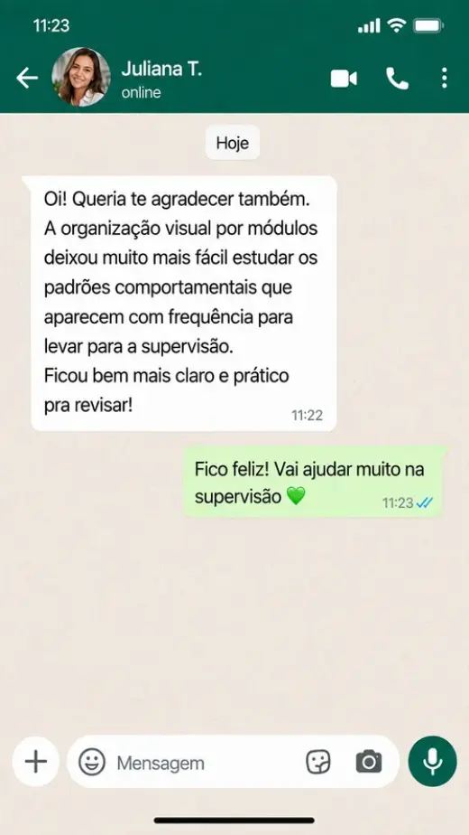Depoimento de compradora via WhatsApp